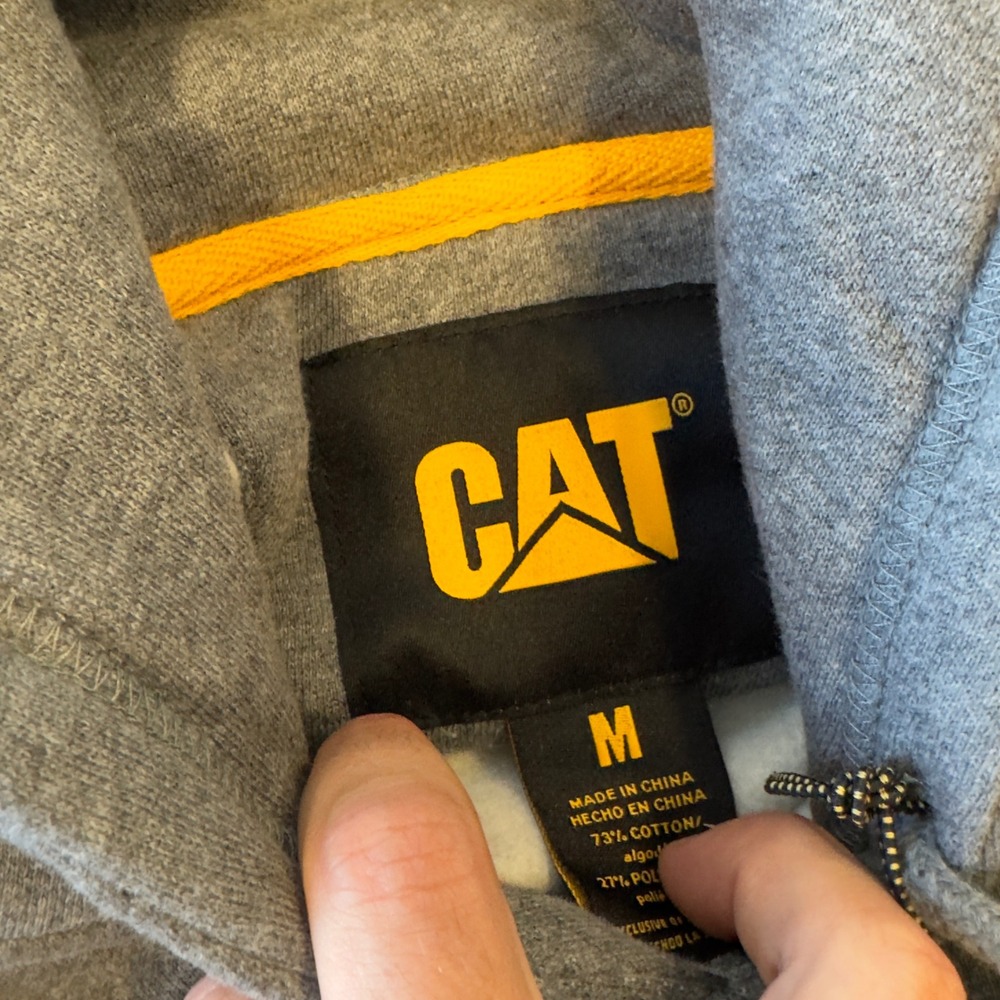 Caterpillar CAT Mens Gray Logo Graphic Pullover Hoodie Sweatshirt Size Medium - Picture 2 of 6